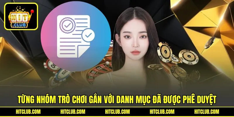 Từng nhóm trò chơi gắn với danh mục đã được phê duyệt